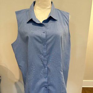 Talbots Sleeveless Button Down Blouse - Blue - Size XL